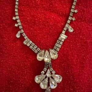 Ornate Silver Necklace with Gemstone Pendant